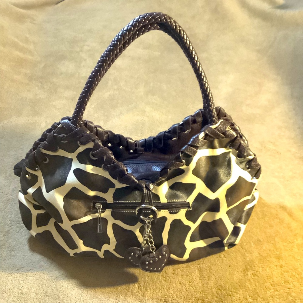 Giraffe Animal Print Handbag Leather Style  MEDIUM SIZE